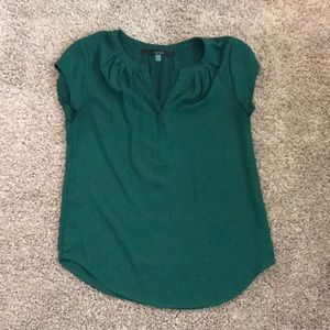 Split neck cap sleeve blouse